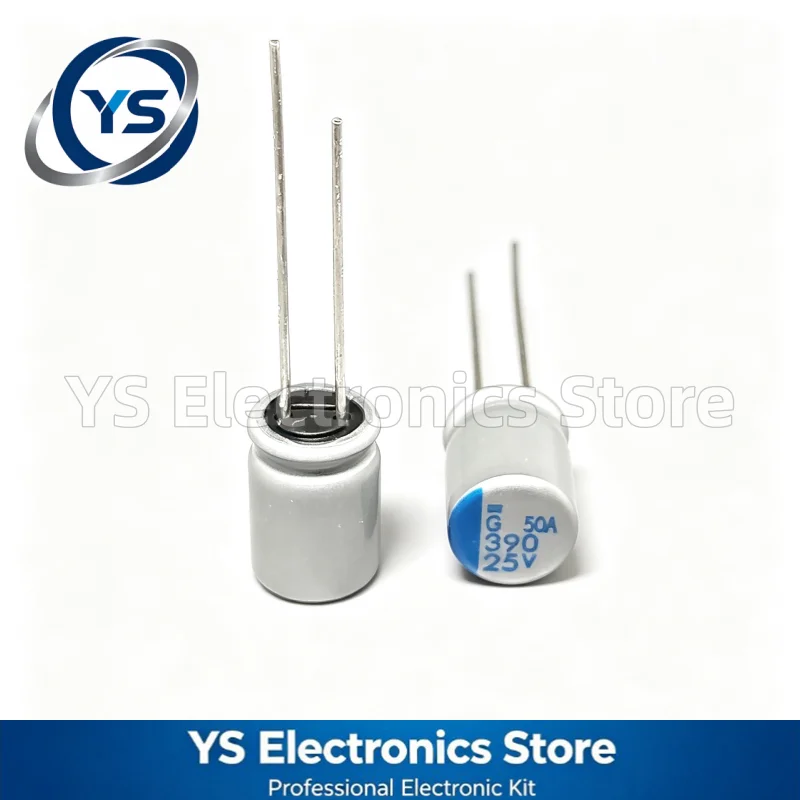10pcs/lot Nippon PSG Series 390UF25V 8X11.5MM NCC Conductive Polymer Aluminum Solid Capacitors APSG250ELL391MHB5S 25V 390UF 20%