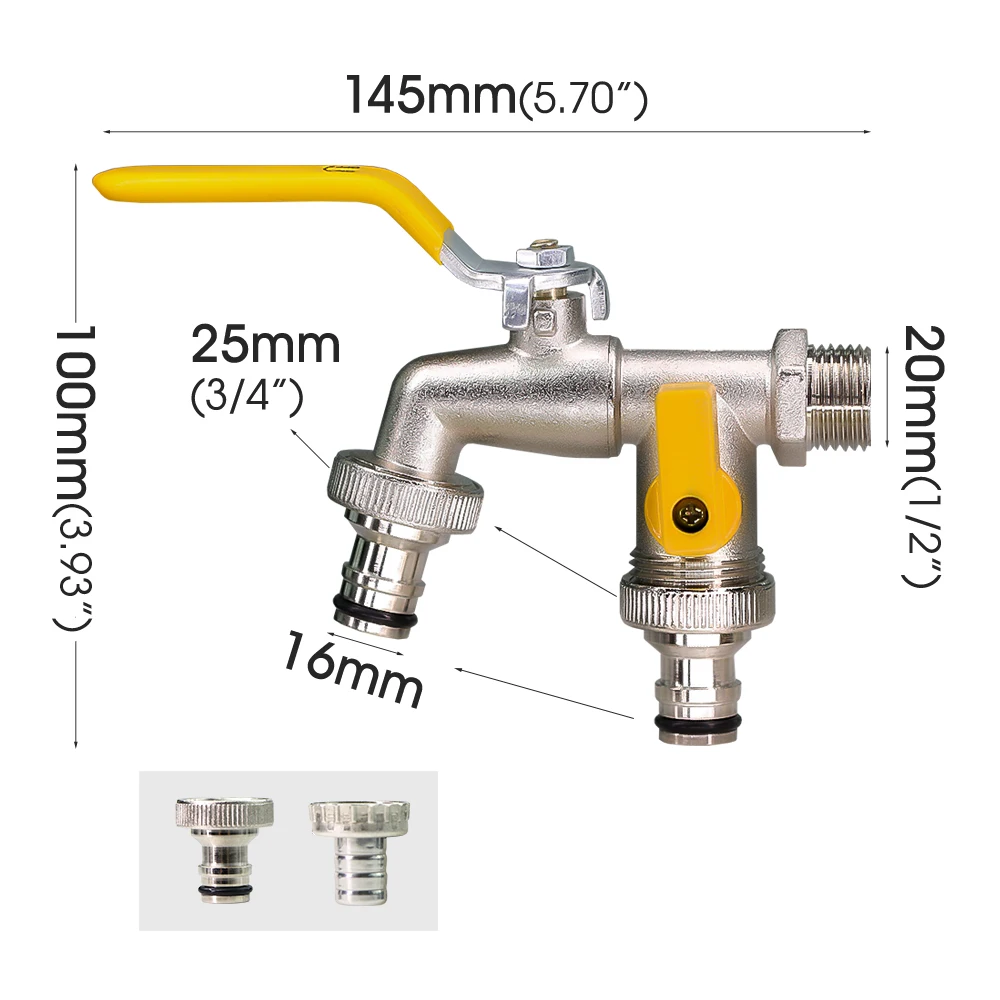 Metalowy, odporny na zimno kran dźwigniowy 1/2 \'\'Podwójne/jedne krany wylotowe do domowego ogrodu Wąż wodny Adapter kontrolera zaworu kulowego