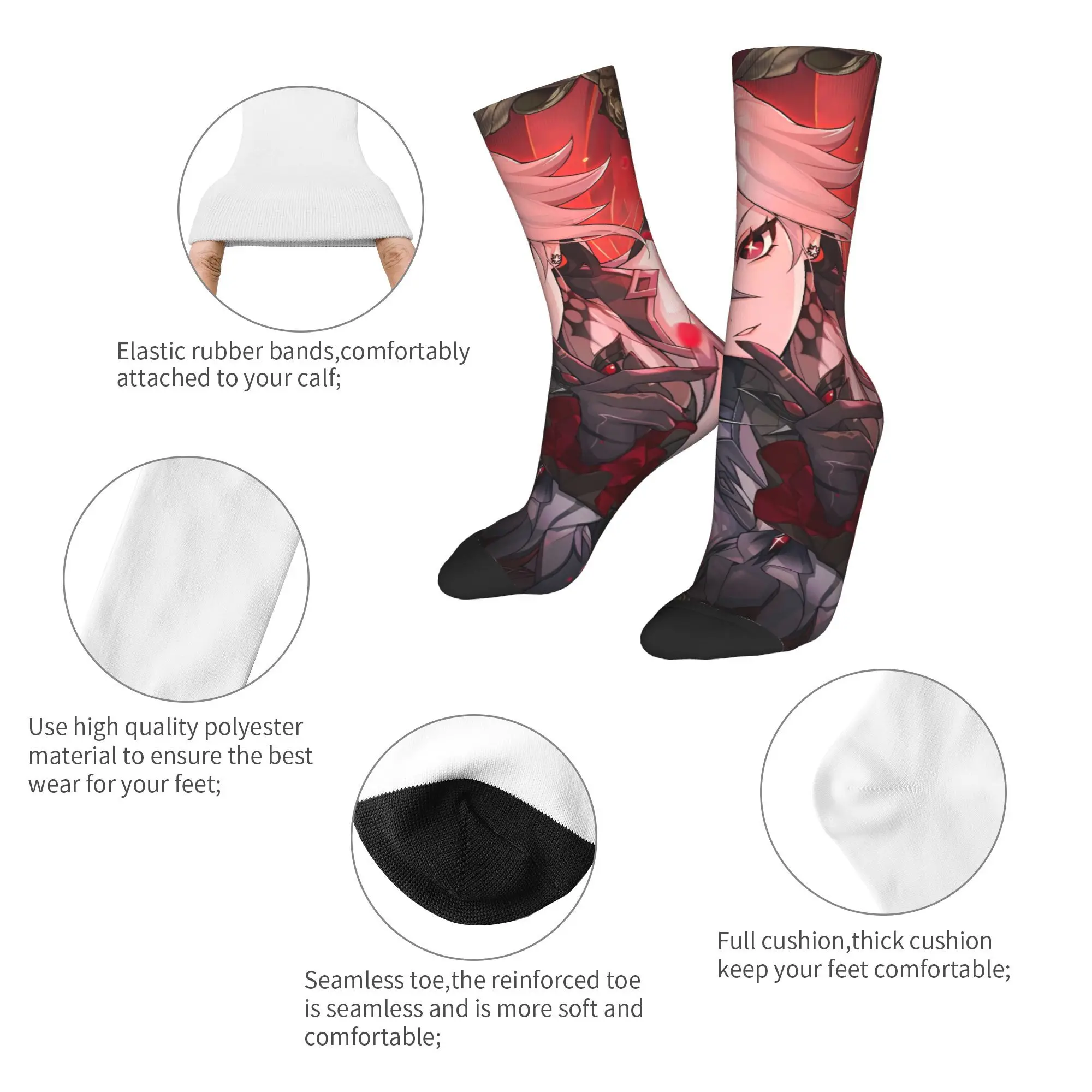 أنيمي لعبة Genshin تأثير الجوارب الجرافيك جوارب مكافحة العرق الكبار الرجال الجوارب مريحة الخريف العصرية جوارب رياضية في الهواء الطلق