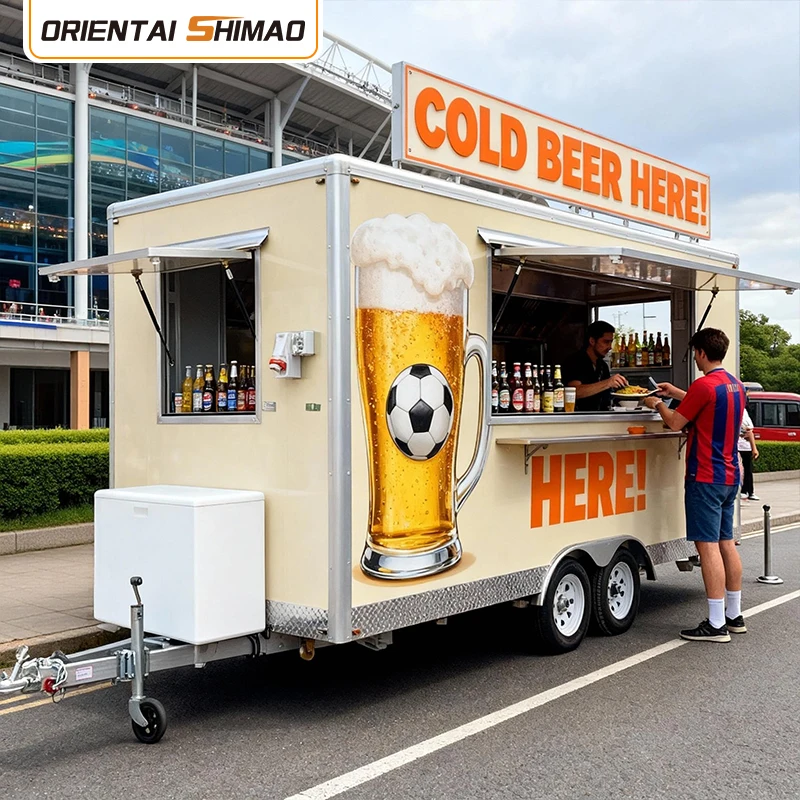 Remolque de Comida Comercial Oriental Shimao de 5.5 Metros Cuadrados, Totalmente Equipado, con Cocina Móvil de Fibra de Vidrio para Helados y Cerveza, en Venta