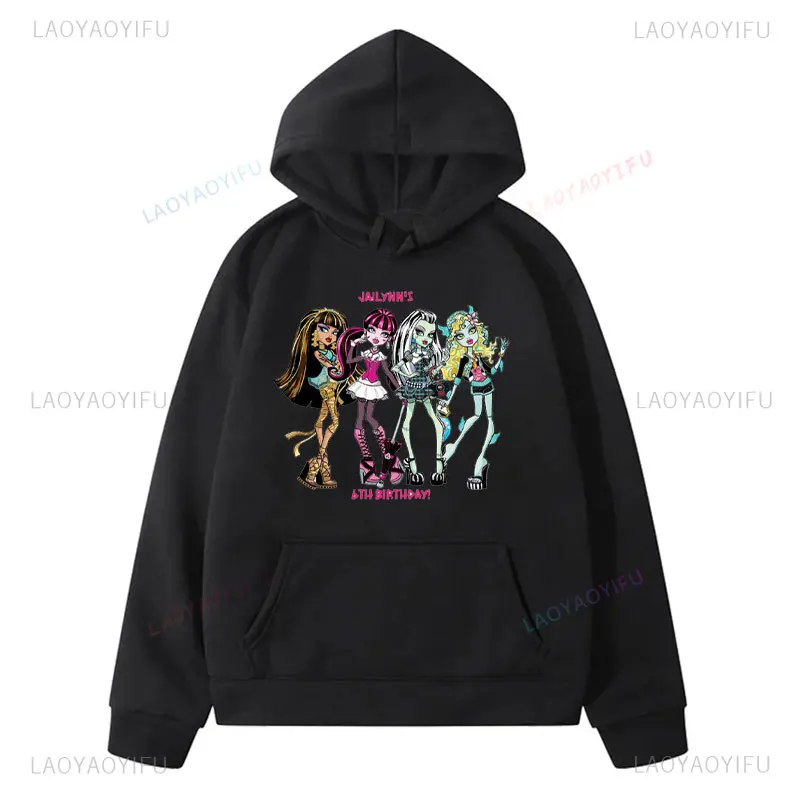 Monster High Ghouls Sweatshirt with Hood for Girls Sweatshirt with Cartoon Pattern Kawaii Casual Clothes for Women winter Hoodie