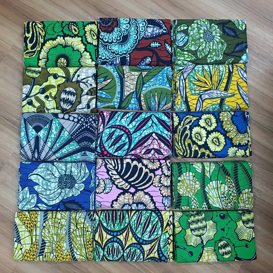 real fabric African wax high quality 100%cotton Ankara wax fabric for making dresses African style 6 yards