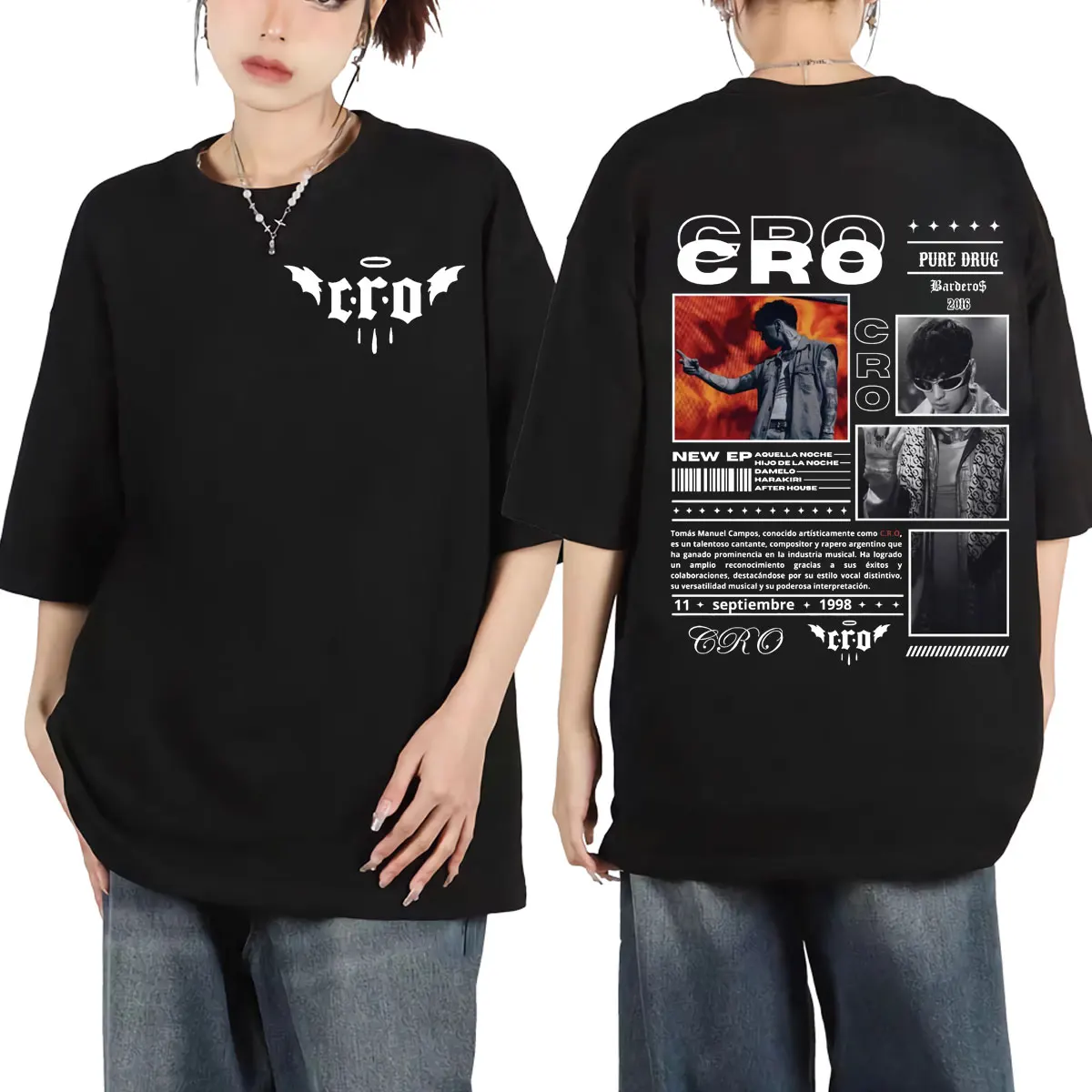 Rapper C.R.O New Era Trap T-shirt Men's Vintage Hip Hop Clothing Short Sleeve T Shirt Fashion Casual Pure Cotton T-shirts Unisex