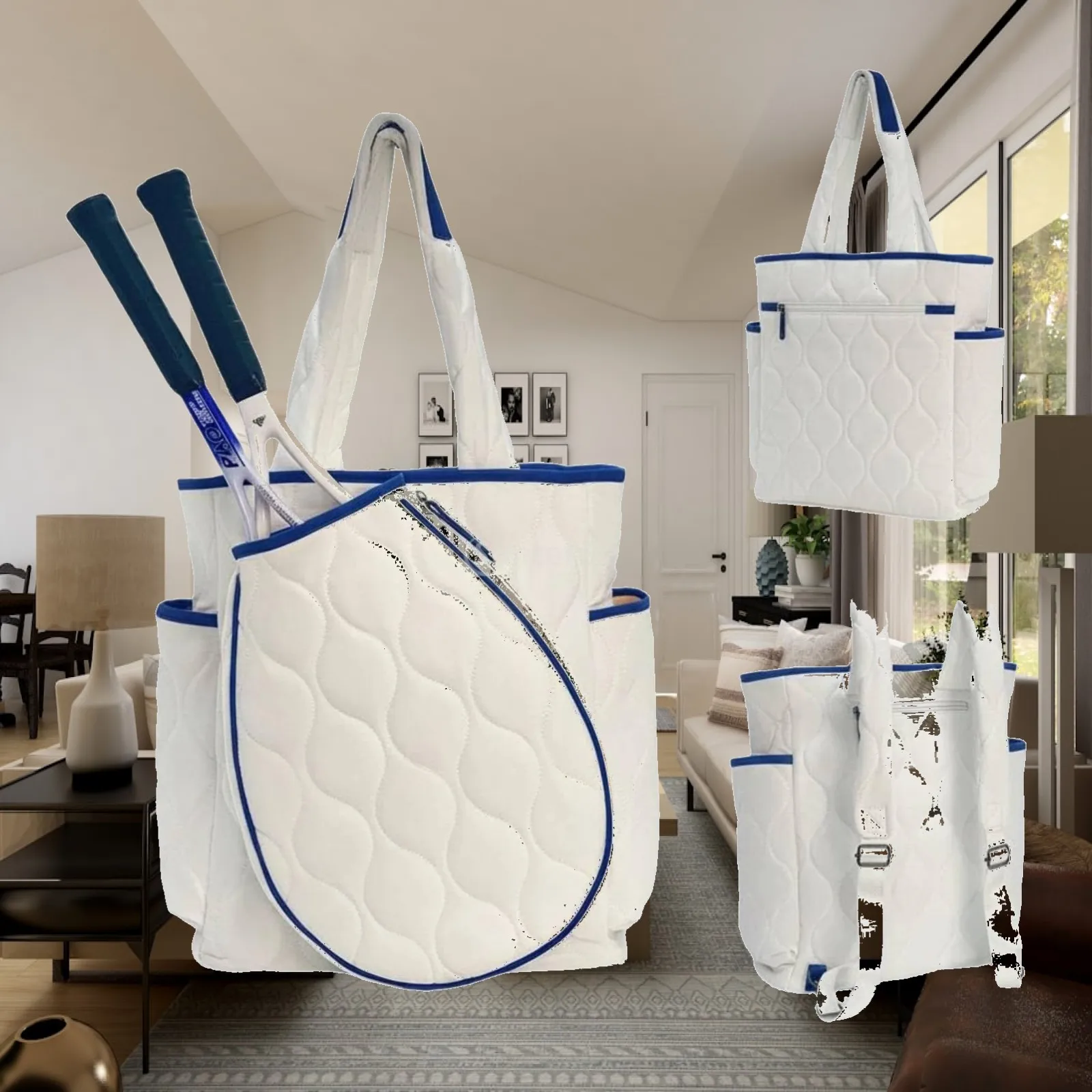 Racket Paddle Tote Bag Lightweight Pickleball Shoulder Backpack Large Capacity