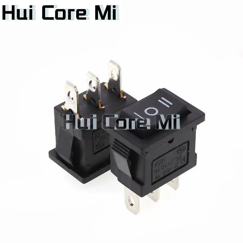 10Pcs Push Button Switch 10x15mm SPST 2Pin 3pin 3A 250V KCD11 Snap-in On Off Boat Rocker Switch 10MM*15MM Black Red White