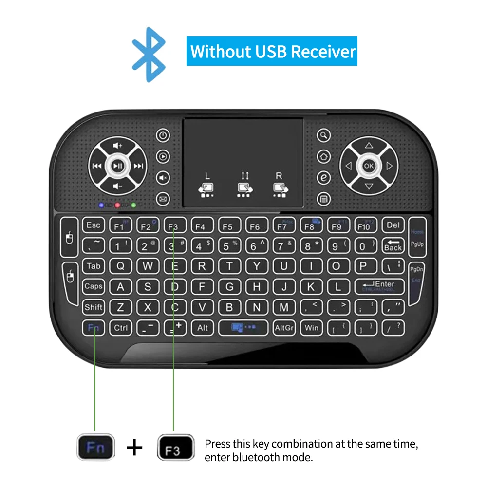 A8 Mini Bluetooth Keyboard 2.4G Dual Mode Handheld Fingerboard Backlit Mouse Touchpad Remote Control for Windows Android TV