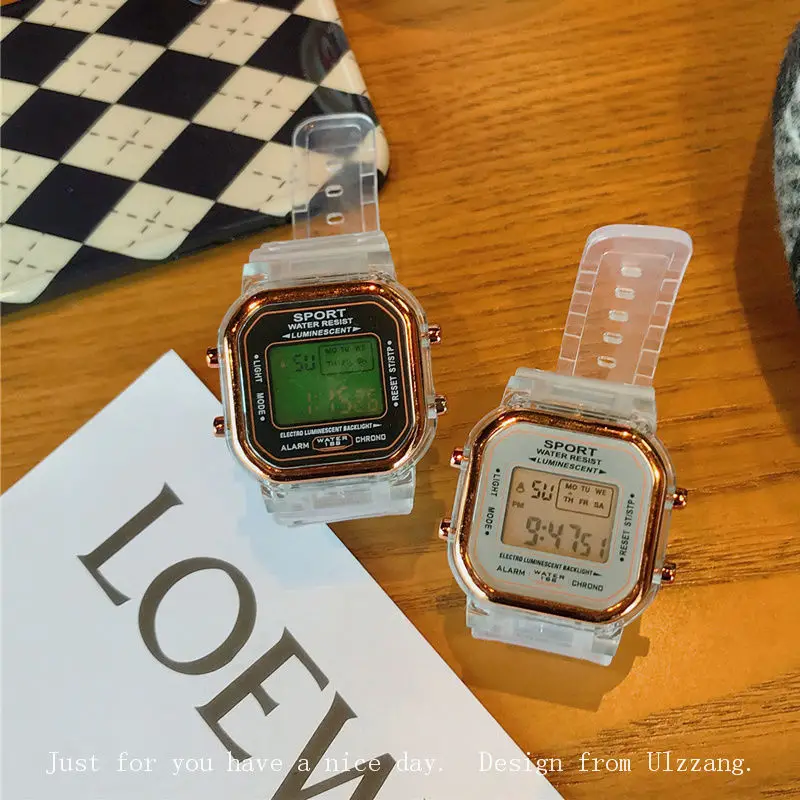

Модные брендовые студенческие прозрачные электронные часы ярких цветов, многоцветные светодиодные женские спортивные водонепроницаемые наручные часы, подарок relógio