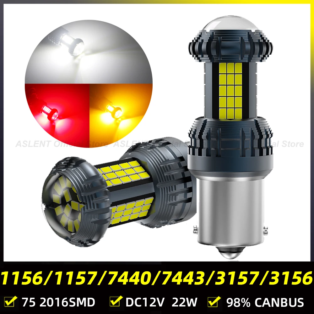 

2X 75SMD BA15S 1156 P21W P21/5W BAY15D PY21W T25 3157 T20 7440 W21W 7443 Canbus Car LED Bulb Turn Signal Lamp Brake Tail Lights