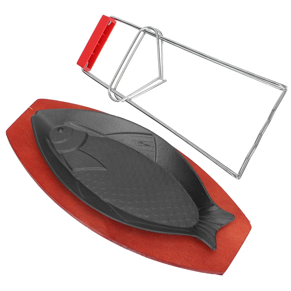 

1 Set Fish Shaped Baking Tray Cast Iron Skillet Non-Stick Grill Plate For Steak Teppanyaki Serving Western Food Grilled Fish