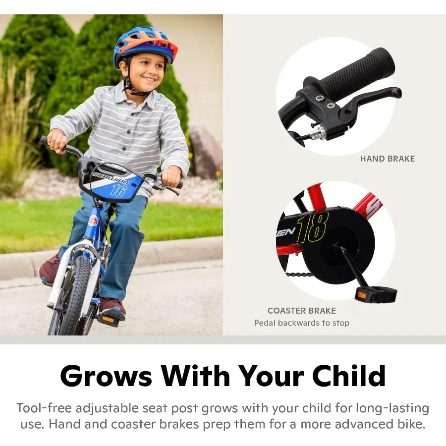 จักรยานเด็กขนาด 18 นิ้ว สีดำ น้ำเงิน แดง เขียวอมฟ้า ชมพู หรือม่วง ดีไซน์ตามหลักสรีรศาสตร์ SmartStart เบาะนั่งปรับได้ตามการเติบโตของเด็ก รุ่น Tr