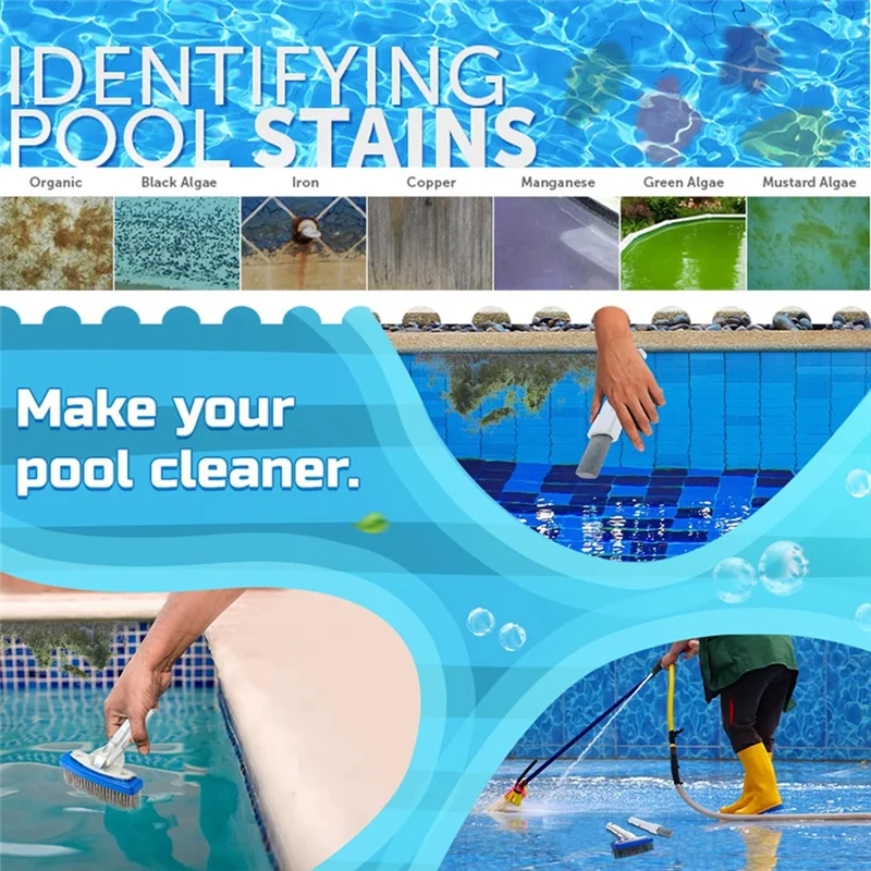 

MCGS-Pool Pumice Stone And 5 Inch Stainless Steel Pool Brush Kit To Reomve Erase Rust Stain Spot In Concrete Plaster Pool Spa