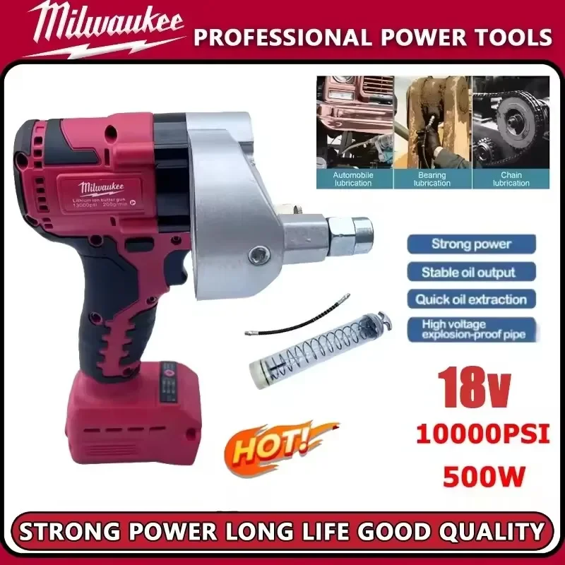 Milwaukee Grease Gun 10000PSI Brushless Electric High-Pressure Fully Automatic Oil Injector Fat Machine For 18V Battery