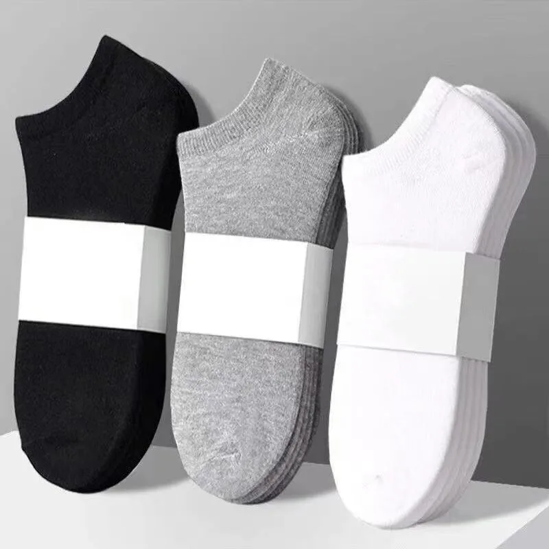 

5 Pairs Men's Short Socks Spring Summer Thin, Breathable, Soft Polyester Cotton Socks Casual Business Elastic Ankle Boat Socks