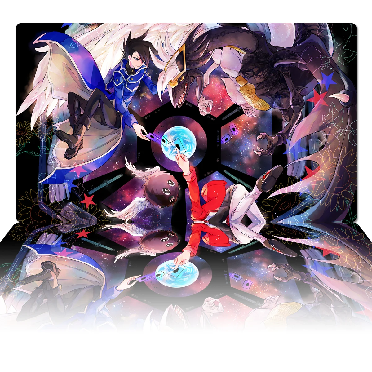 YuGiOh GX Playmat Light and Darkness Dragon Yuki TCG CCG Board Game Trading Card Game Mat Custom Mouse Pad Desk Mat Zones Bag