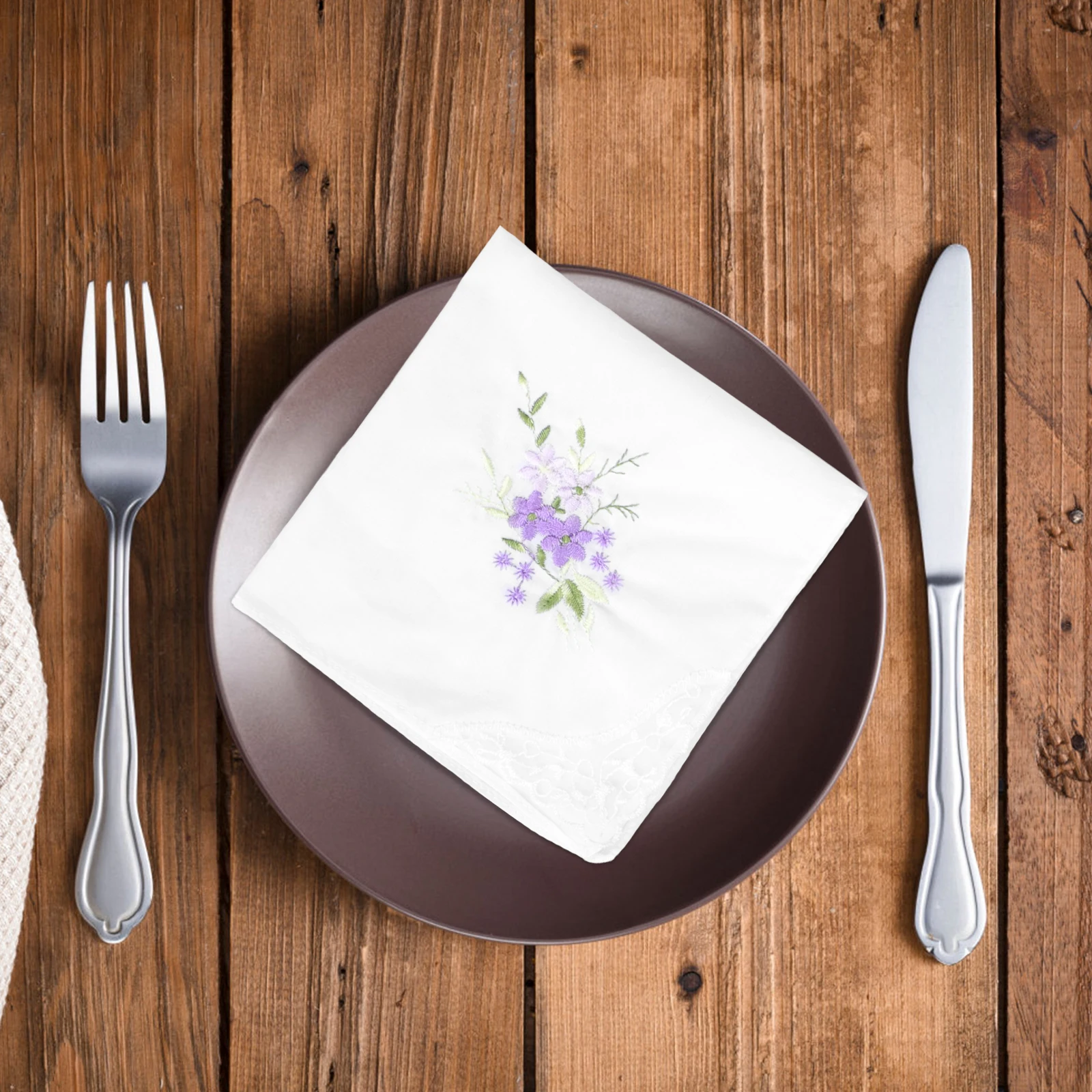 

Premium Embroidered Cotton Handkerchiefs Floral Napkins Lightweight Washable Small for Women Girls Daily Use Travel Purse Goody