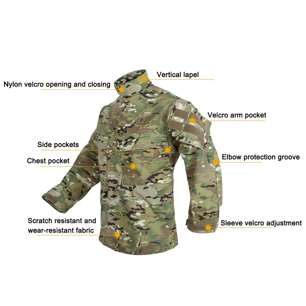 Men\'s Field Camouflage Clothing Tactical Combat Training Uniform Outdoor Hunting Camping Camo Long Sleeved Windbreaker Coat