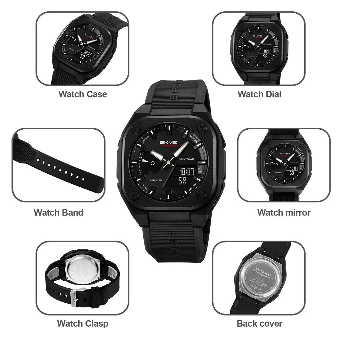 SKMEI 2328 Watch Fashion Sports Watches Men Waterproof Wristwatch Alarm Clock Horloges Man Business Orologi Digital Electronic