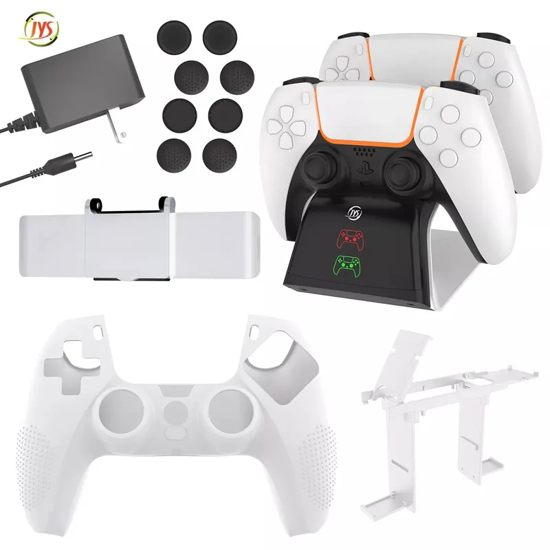 New JYS-P5151 12 In 1 Handle Charger Rocker Thumbstick Silicone Sleeve Privacy Cover Camera Bracket For PS5 Accessories Set