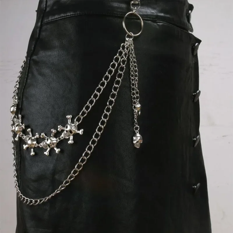 Hip Hop Skull Pants Waist Corset Belt Chain Men Women Cool Jeans Chain Keychain Wallet Chain Gothic Biker Fashion Accessories