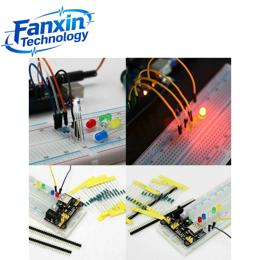 Electronic Components Electrolytic Capacitor Resistor LED 830 Hole Breadboard Kit MB-102 for UNO R Component Pack Beginner Star