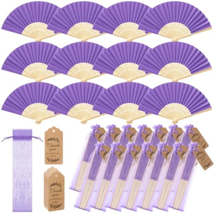 

Набор из 50 складных вееров ручной работы Roowest с подарочными пакетами и благодарственными открытками, бамбуковые ручные вееры для декора дома, офиса и DIY-проектов