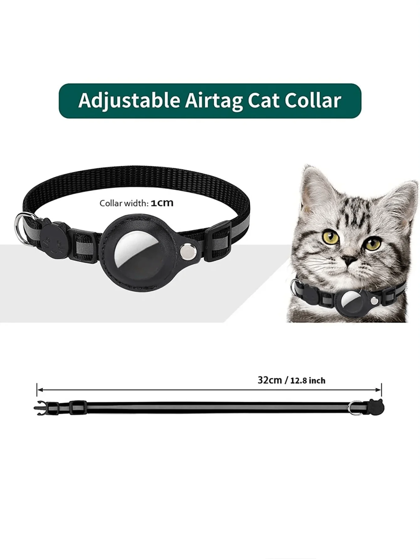 Collar reflectante impermeable antipérdida para gatos con campana - imagen 2