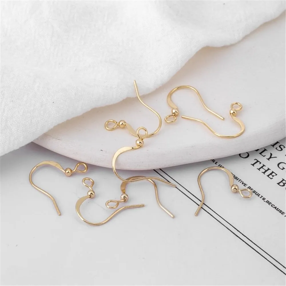 14K Gold Bag Anti-allergic Belt Flat Ear Hook Earrings, Handmade Jewelry Accessories, DIY Material, Bead