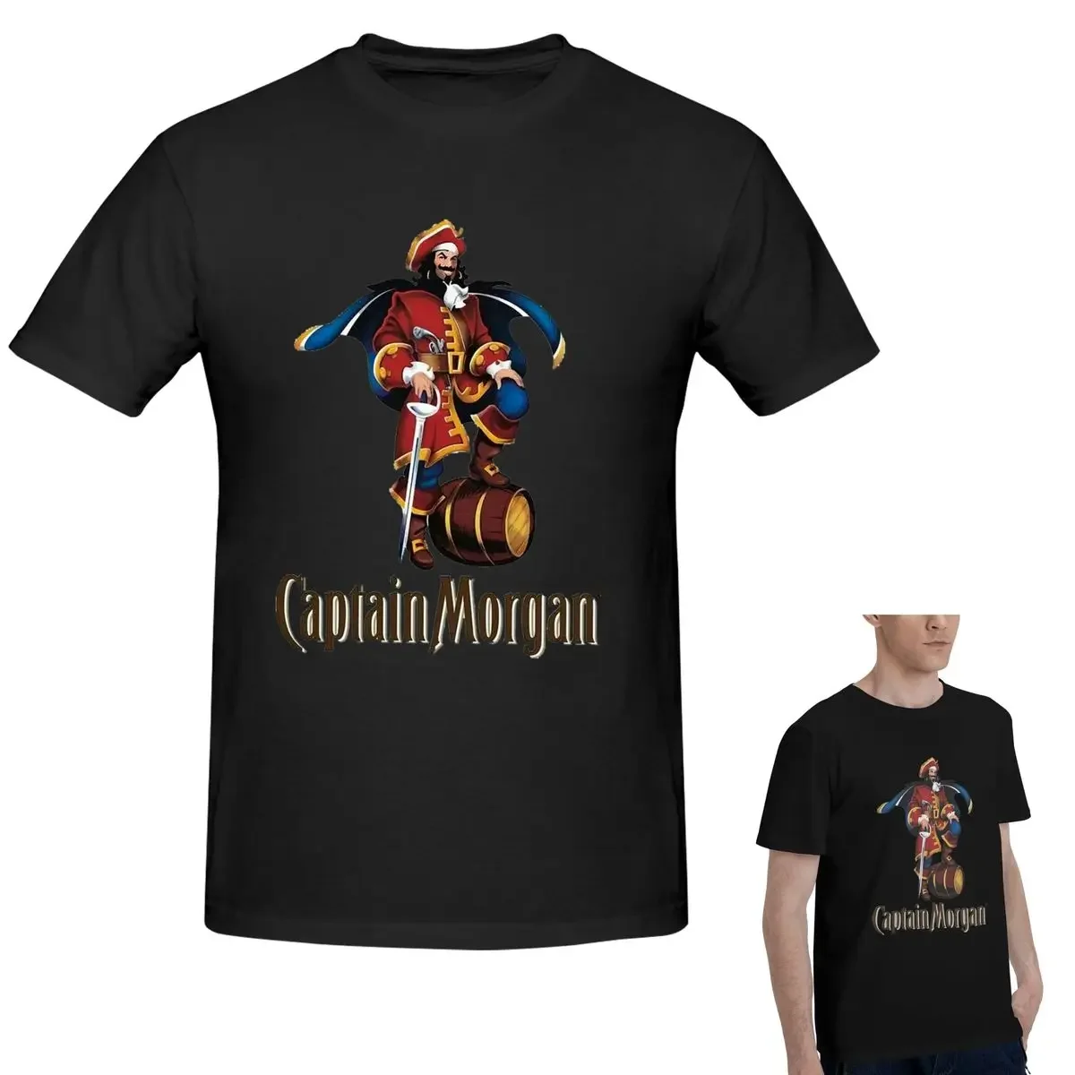 100% Cotton Captain Morgan T-Shirt Men's Classic Oversized T Shirt Men Round Neck Summer Shirts Tops S-6XL