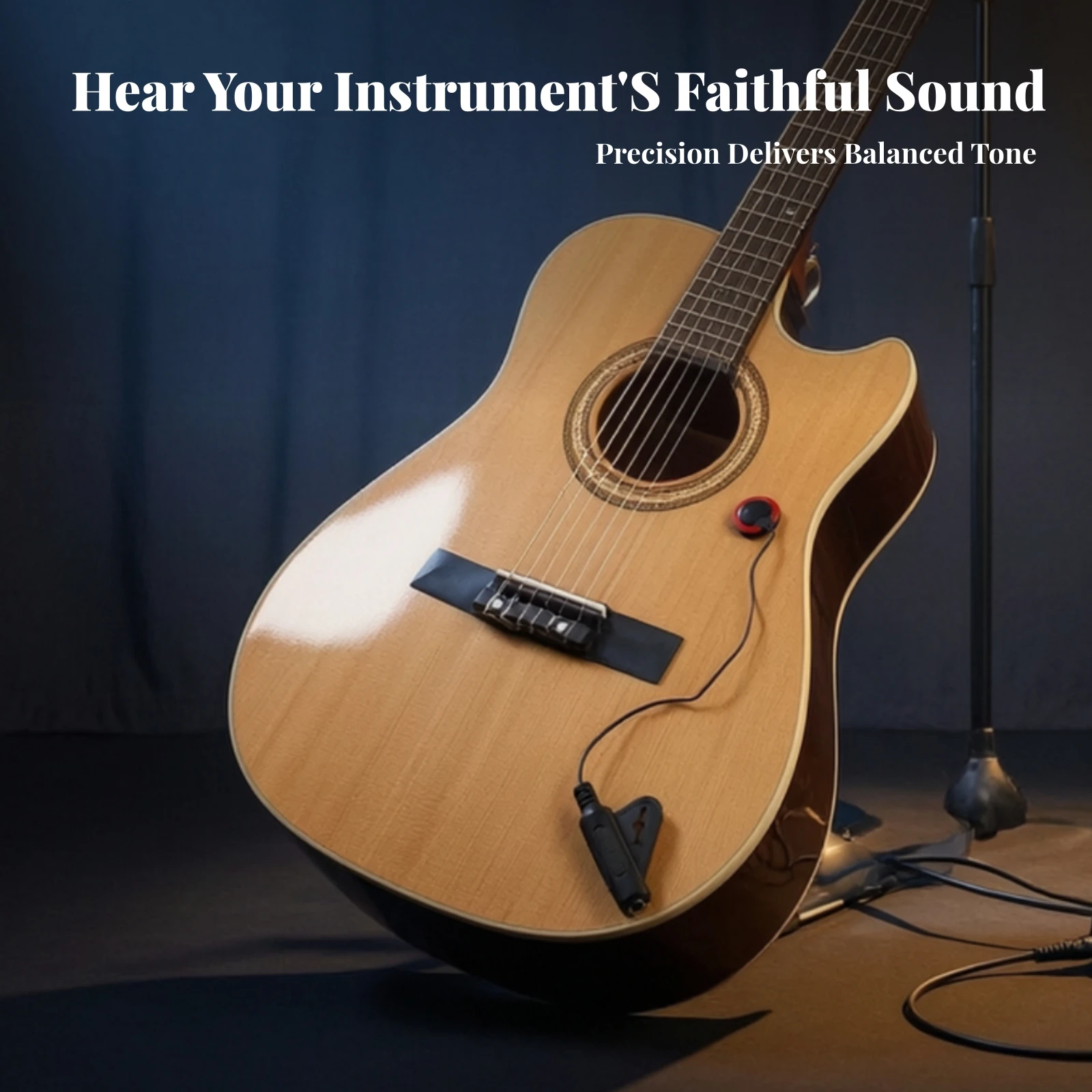 Wired Attach-on Instrument Pickup Removable Pickup with Hook-and-Loop Fastener Lightweight for Performances, Practice