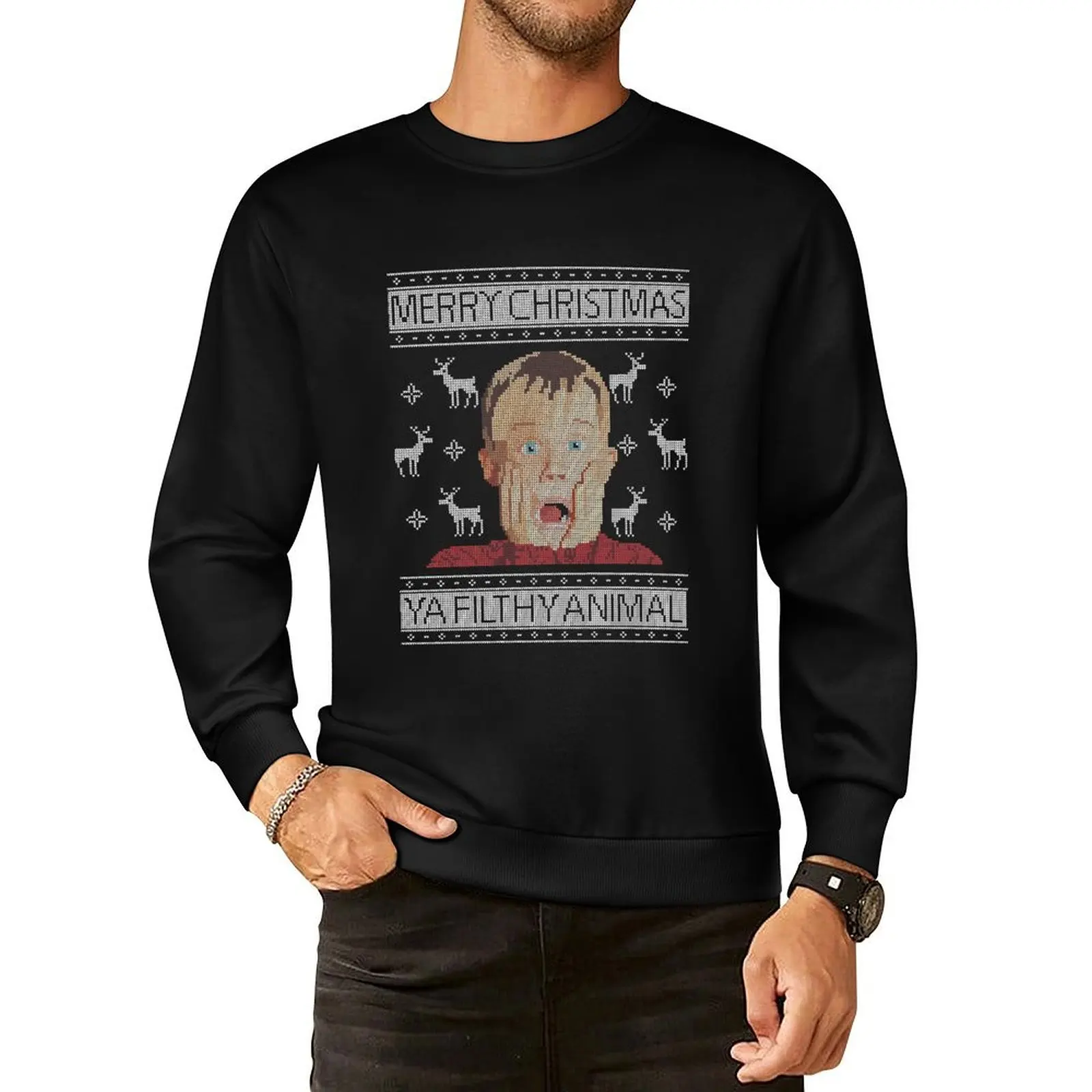 Christmas Home Alone Filthy Animals Knit Pullover Hoodie men's sweat-shirt set winter clothes graphic sweatshirts