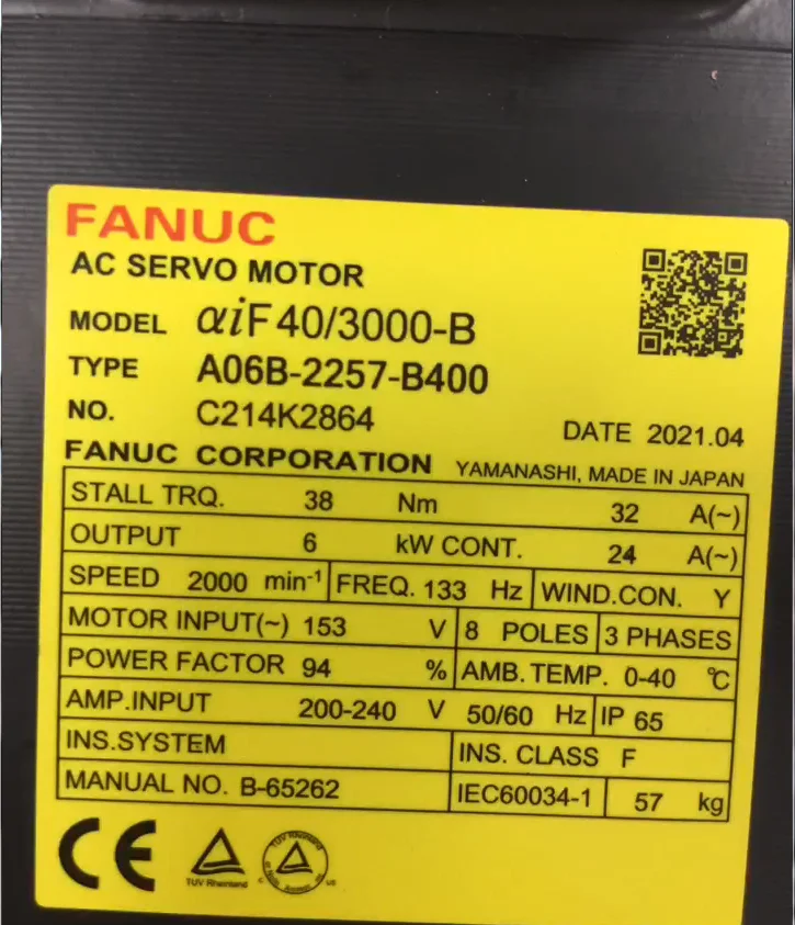 CNC Fanuc Original Servo Motor A06B-2257-B400