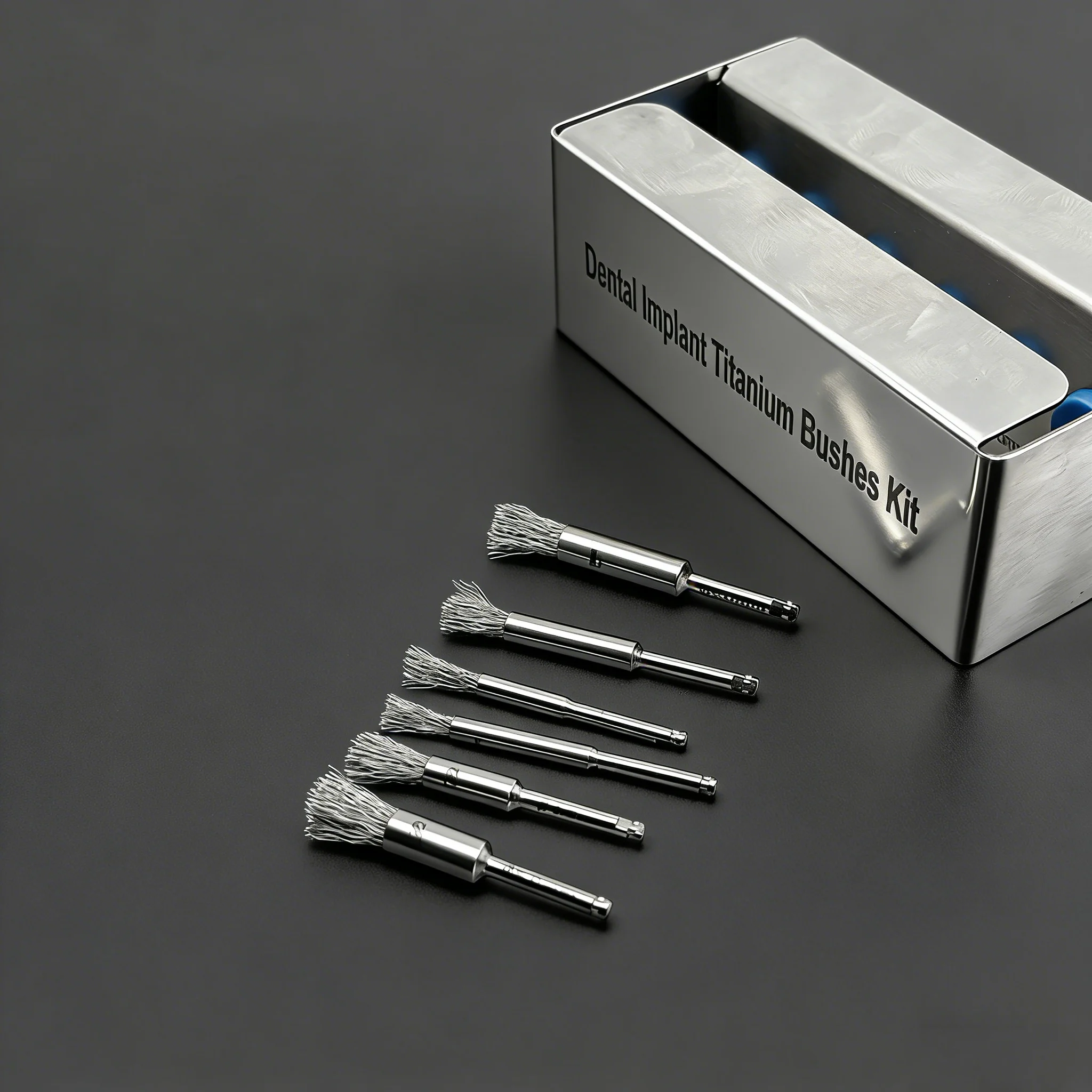 Set Dental Debridement Peri-Implantitis Implant Surface Threads Titanium Brush for Implant Restoration Maintenance Autoclavable