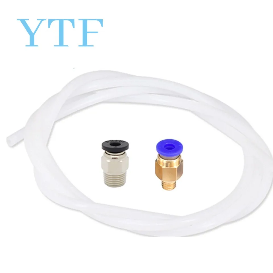 PC4-M6 Pneumatic Connector With 1M PTFE Teflonto Tube 2*4MM For 1.75mm Bowden Extruder VS ender 3 Upgrade Kit 3D Printer Parts