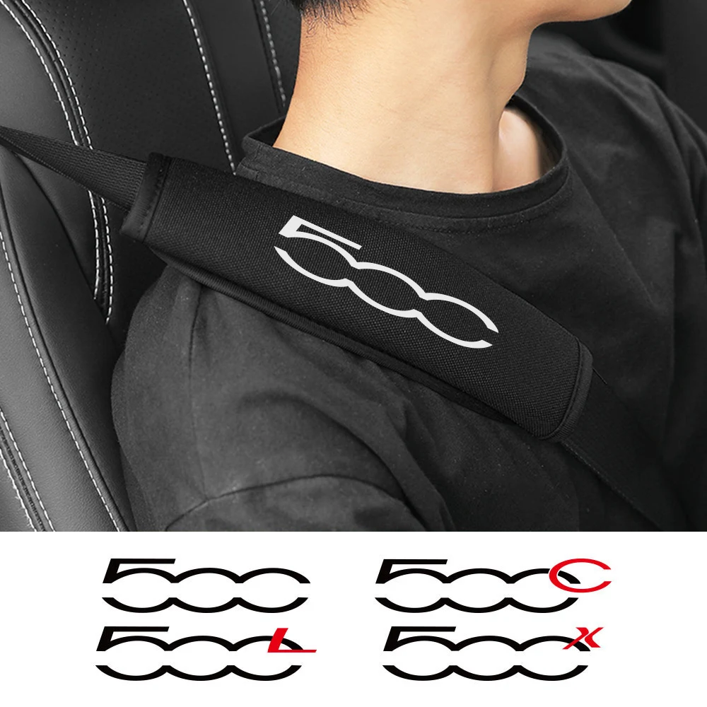 2Pcs For Fiat 500 500X 500L 500C 2012 Abarth 695 Car Seat Belt Cover Shoulder Protection Pad Strap Cushion Car Accessories