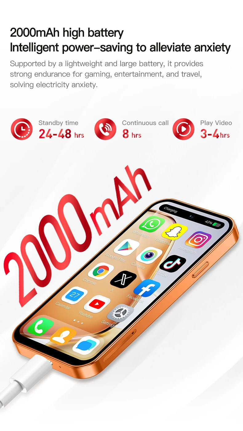 ONEMYTH A18 Pro Mini Smartphone Quad Core 2GB RAM 16GB ROM LTE 4G Dual SIM Type-C Android CellPhone Face Unlock
