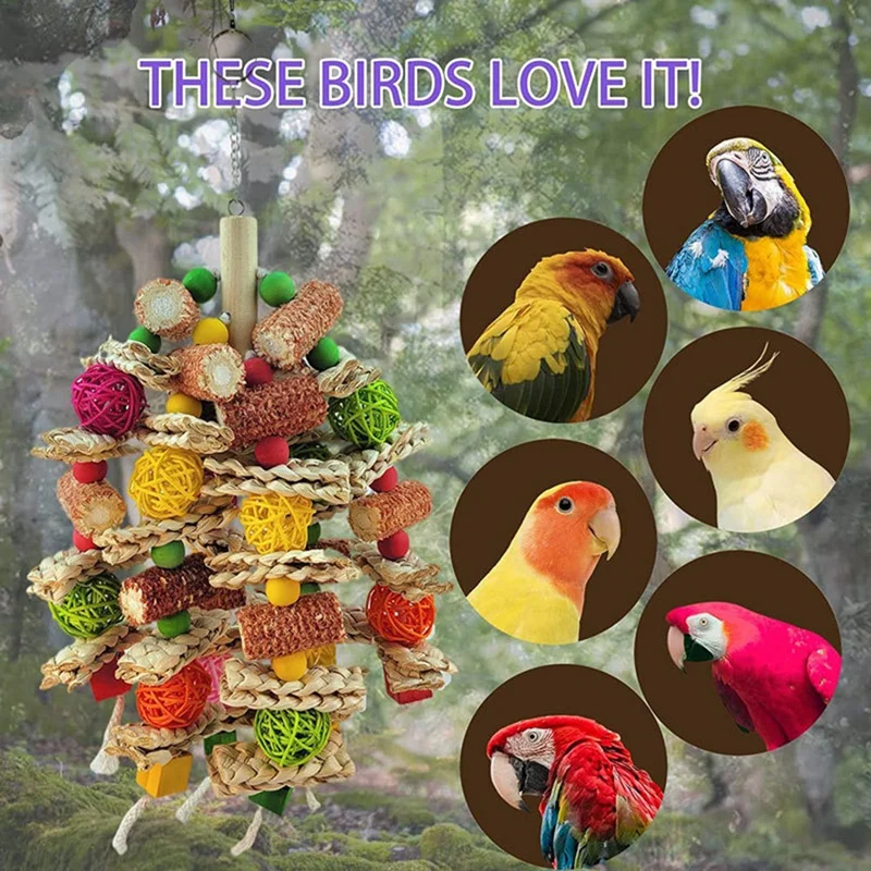 Bird Toys Kit Exciting Chewing Fun For Parakeets, Cockatiels, Medium-Sized Parrot Corn Cob Exercise The Beak