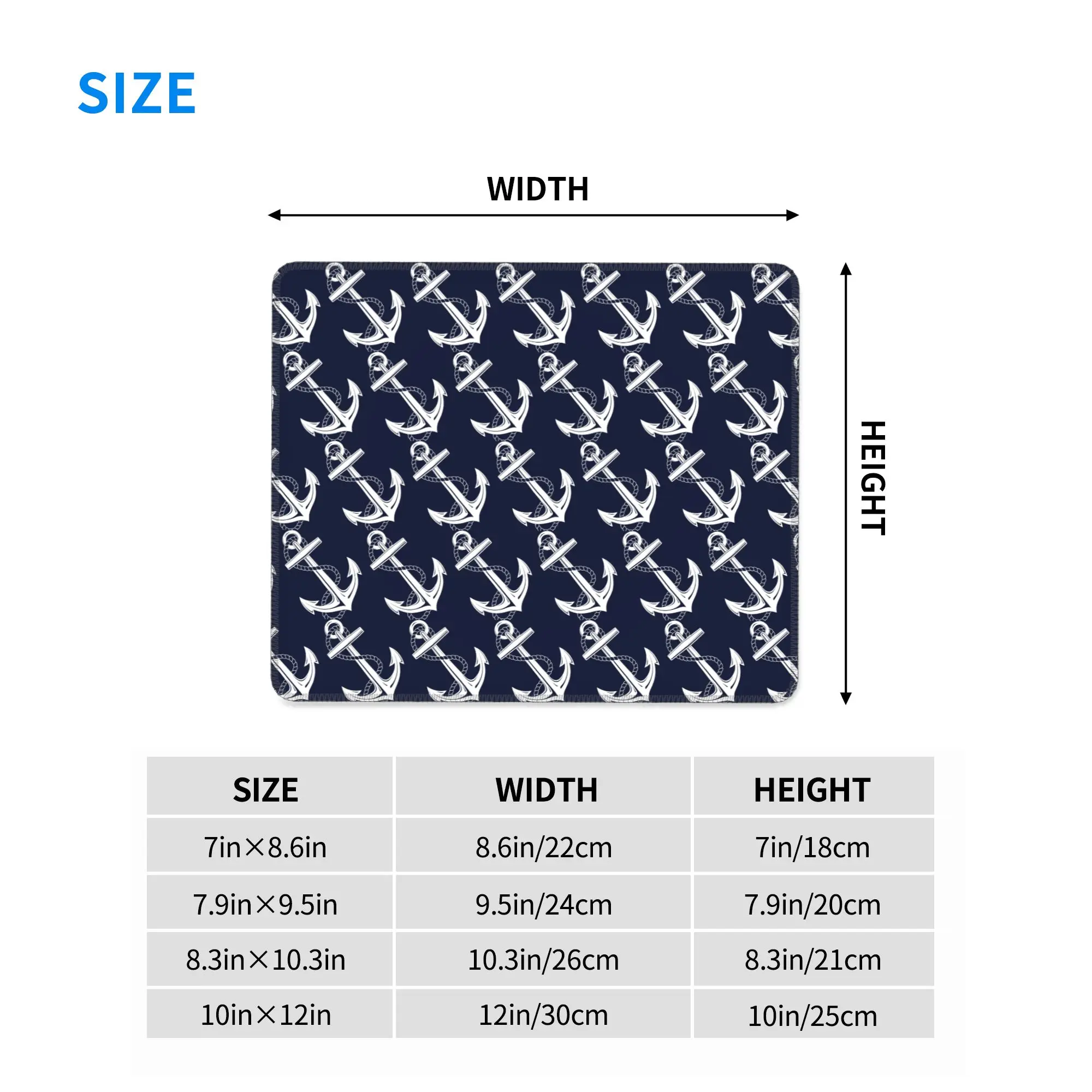 Anchor Nautical White And Navy Mouse Pad Computer Keyboard Mouse Mat Gamer PC Laptop Desk Mat Office Accessories Table Mats