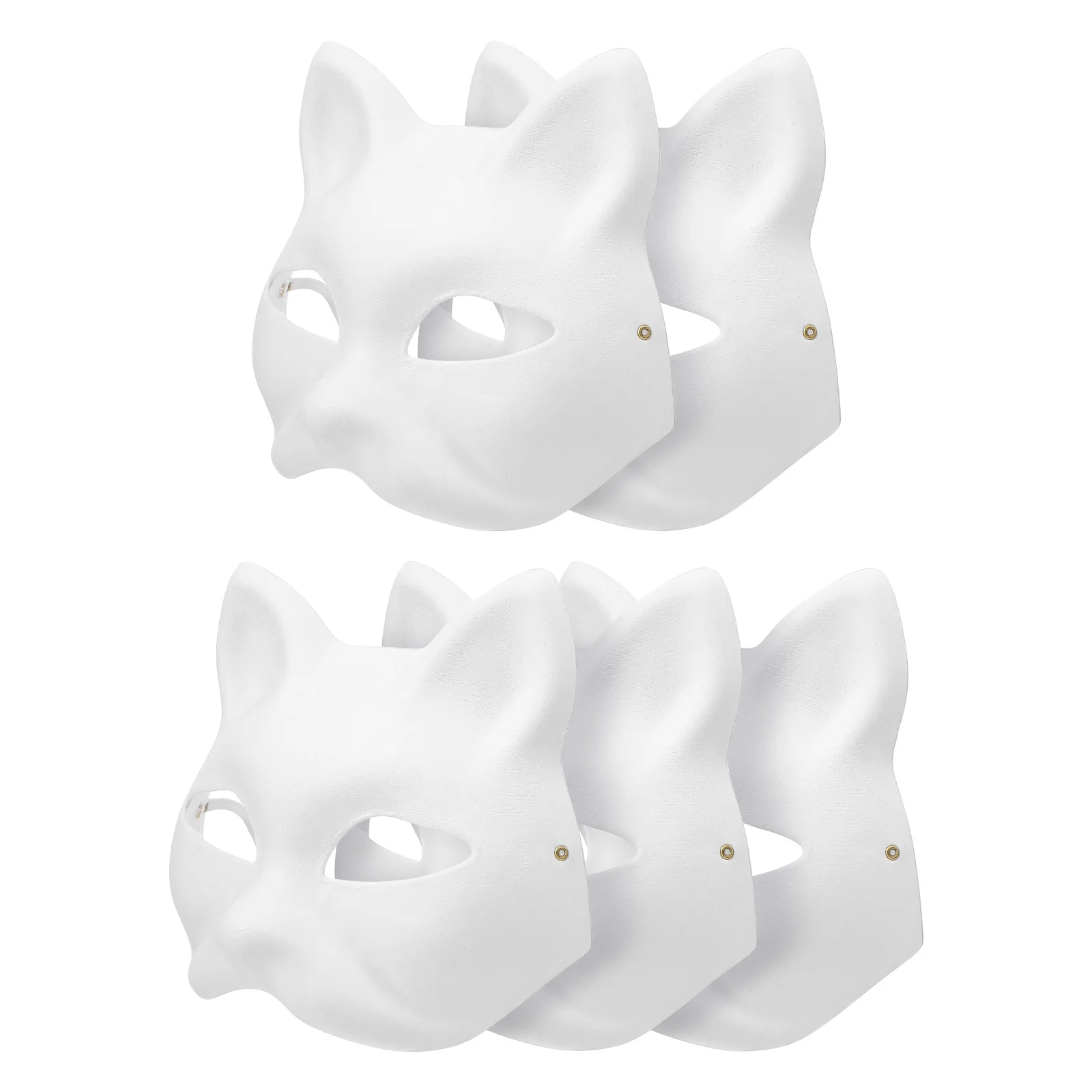 

Milisten White Halloween Paper Mache Masks Unpainted Masquerade Masks Hand Painted Blank Paper Masks Therian Masks Fox Masks