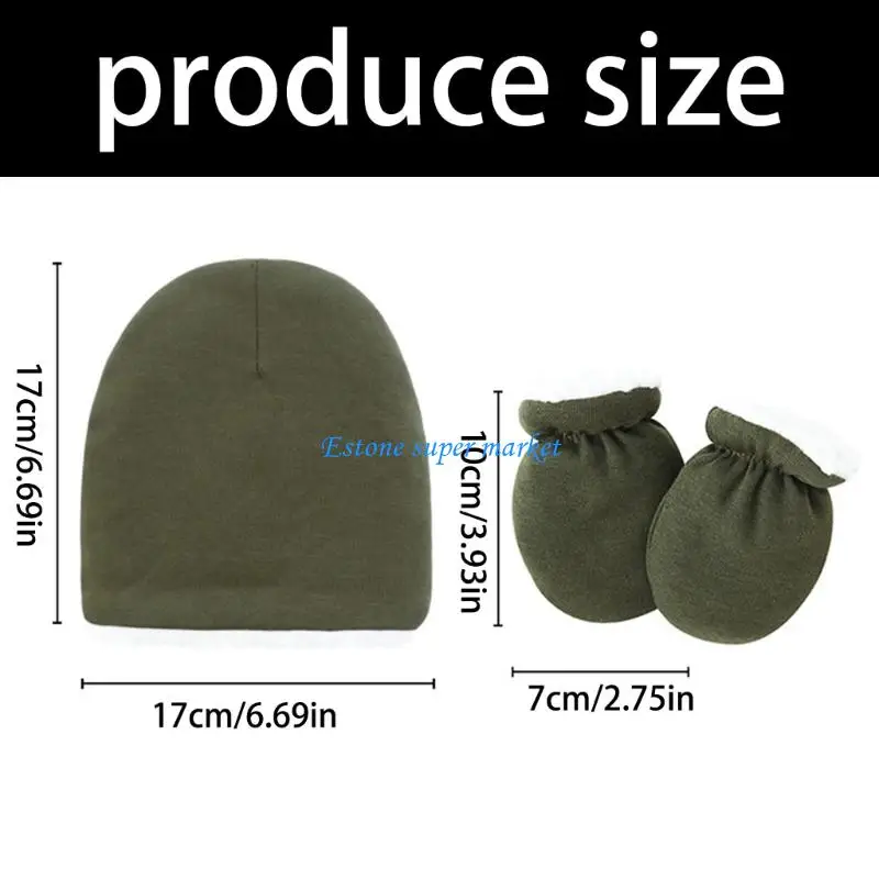 090B الوليد الرضع قبعة صغيرة وقفازات مطابقة مجموعة تنفس القطن البوليستر قبعة قفازات للدفء دون ارتفاع درجة الحرارة