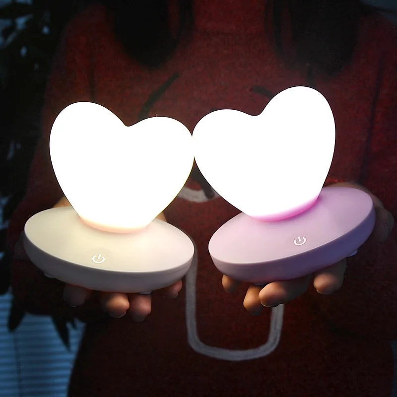 LED Love Heart Night Lights Bedroom Decor Romantic Table Lamps For Christmas Valentines Day Gifts Touch Bedside Atmosphere Lamp