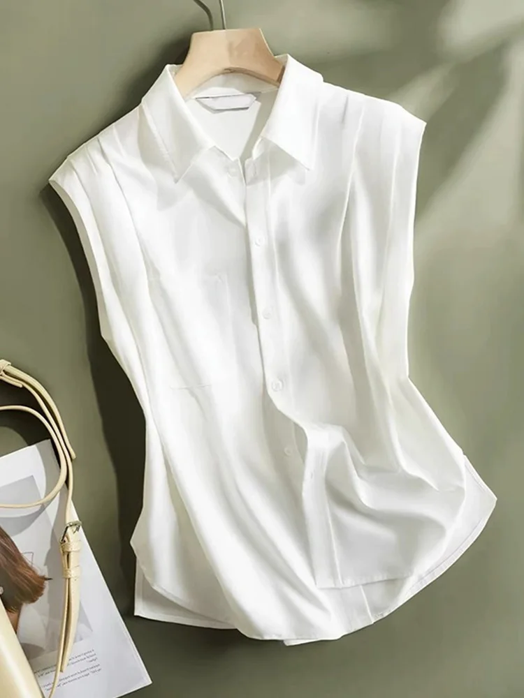 Ele Sommer Casual Svel Single Button Pure Color Damen IRT Vielseitiges Tank Top Pendeln Sle Straight Cut