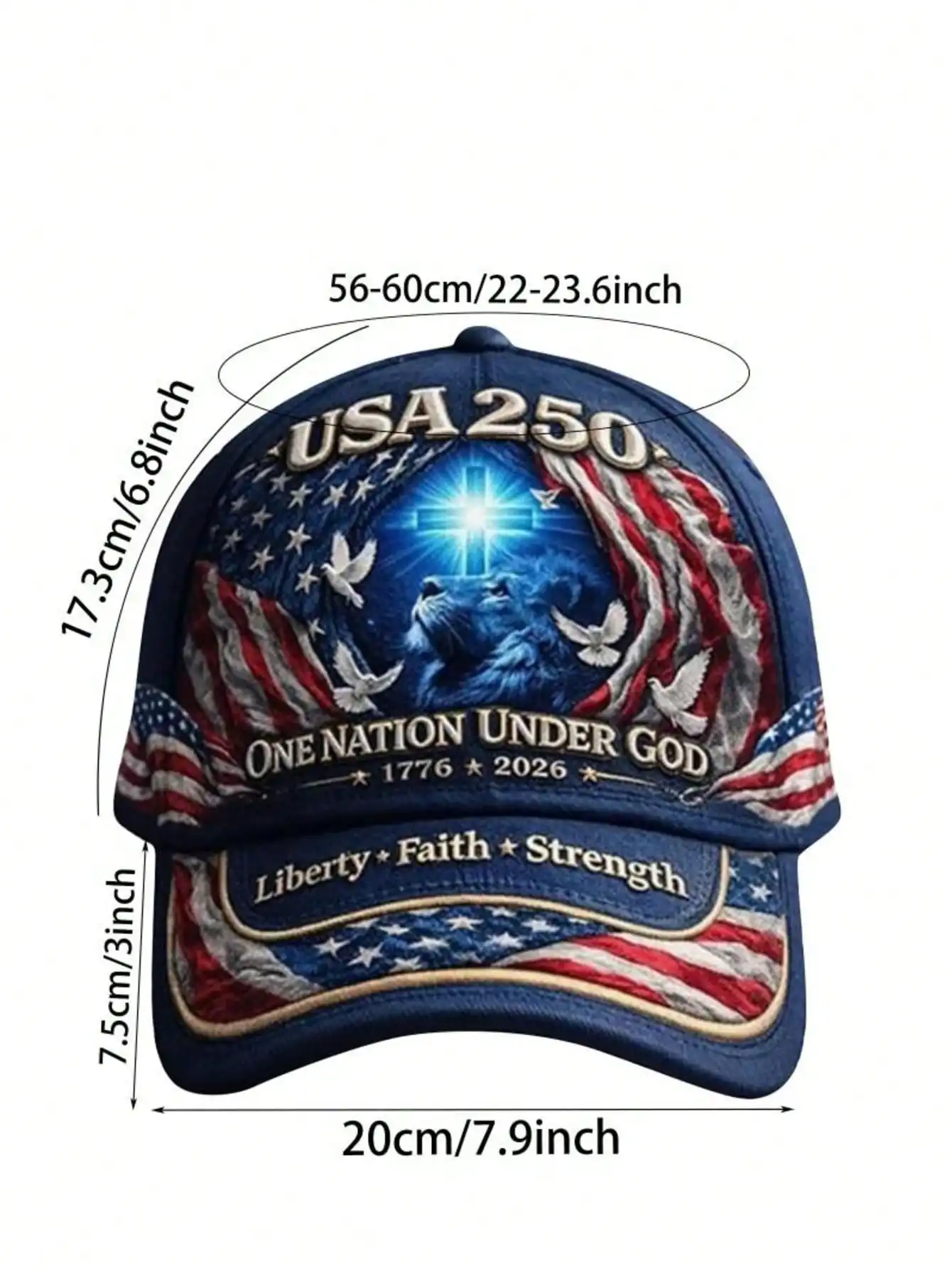 1776-2026 US 250th Anniversary Lion Of Judah Baseball Cap Adjustable One Nation Under God Commemorative Hat Biblical Gift - Image 3