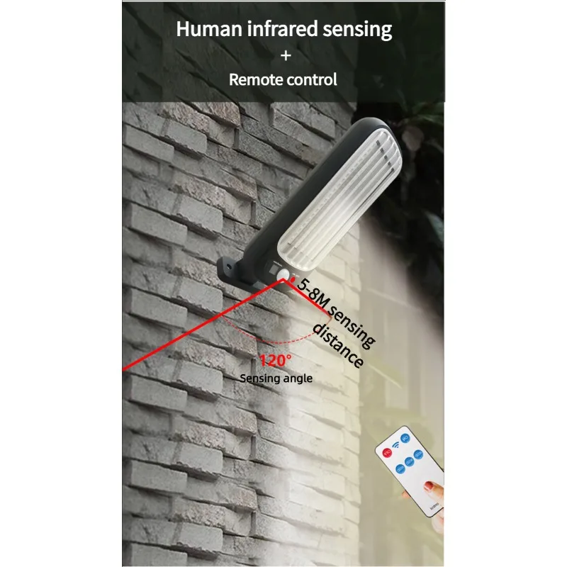 Solar Outdoor Lights Waterproof LED Garden Decoration Wall Lamp with Bright Lighting Remote Control Motion Sensor Street Light