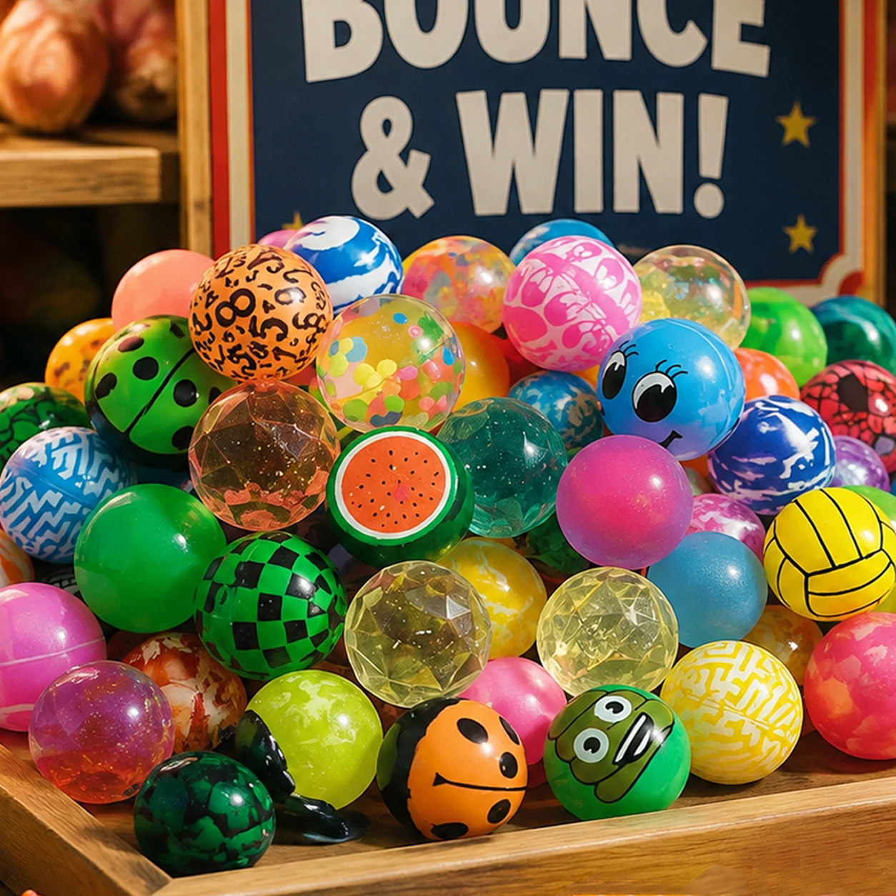 20~100 PCS 25mm Bouncy Balls Bulk Set – High Bounce Rubber Balls for Kids Play, Party Favor Bags and Carnival Prizes TMZ