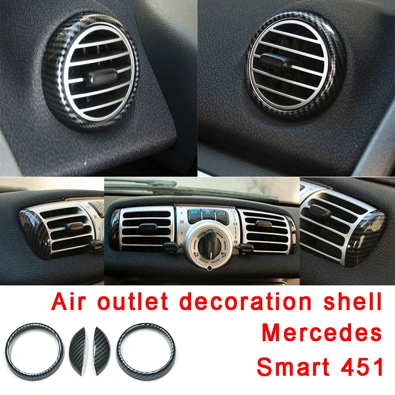 Dashboard Air Outlet Decoration Cover Car Stickers For Mercedes Smart 451 Fortwo Interior Modify Accessories