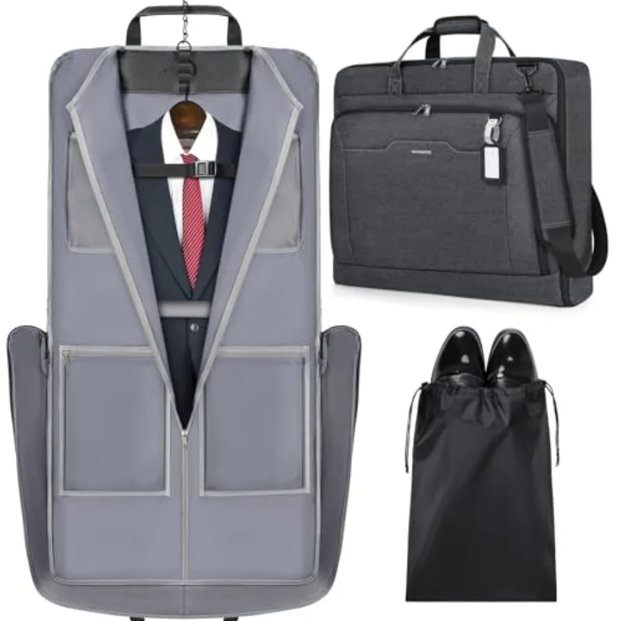 Garment Bags for Travel Carry On Garment Bag for Hanging Clothes, Suit Bag for Business Trips with Shoes bag and Shoulder Strap