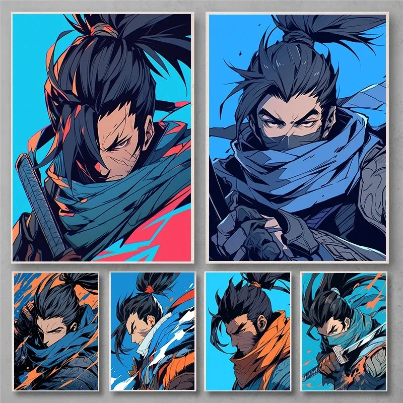 Popular Games Posters League of Legends Yasuo LOL Prints Canvas Painting Wall Art Pictures HD Internet Bar Game Room Home Decor