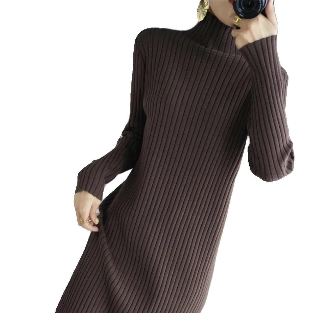 Feminino de malha midi dr outono inverno interior combinar casaco tamanho pequeno solto sobre o joelho bla camada base camisola dr