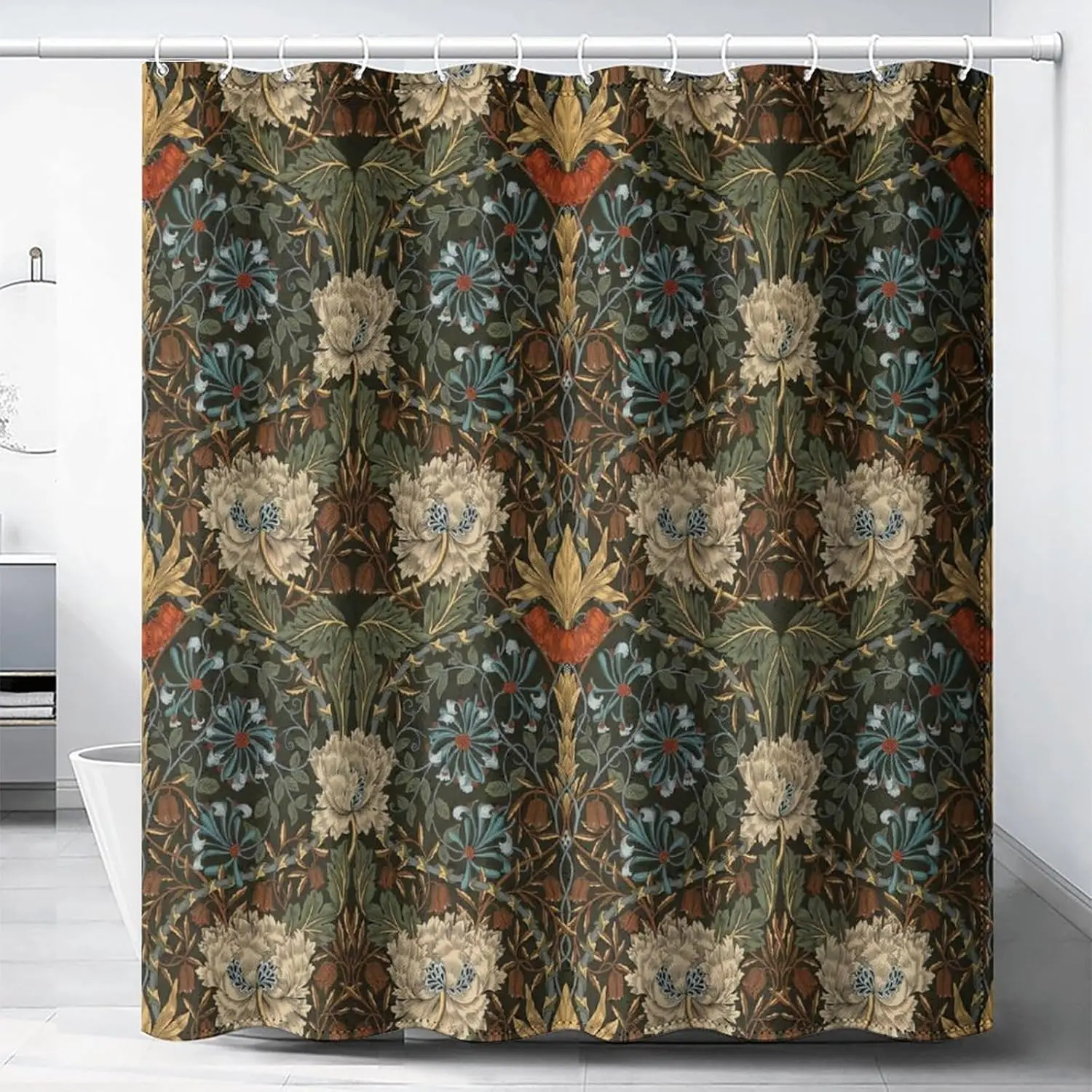 

Re o Flower Shower Curtains William Morris Vintage Coun y Boho Flower Art Print Shower Curtains 72""×72"" Inch, Style