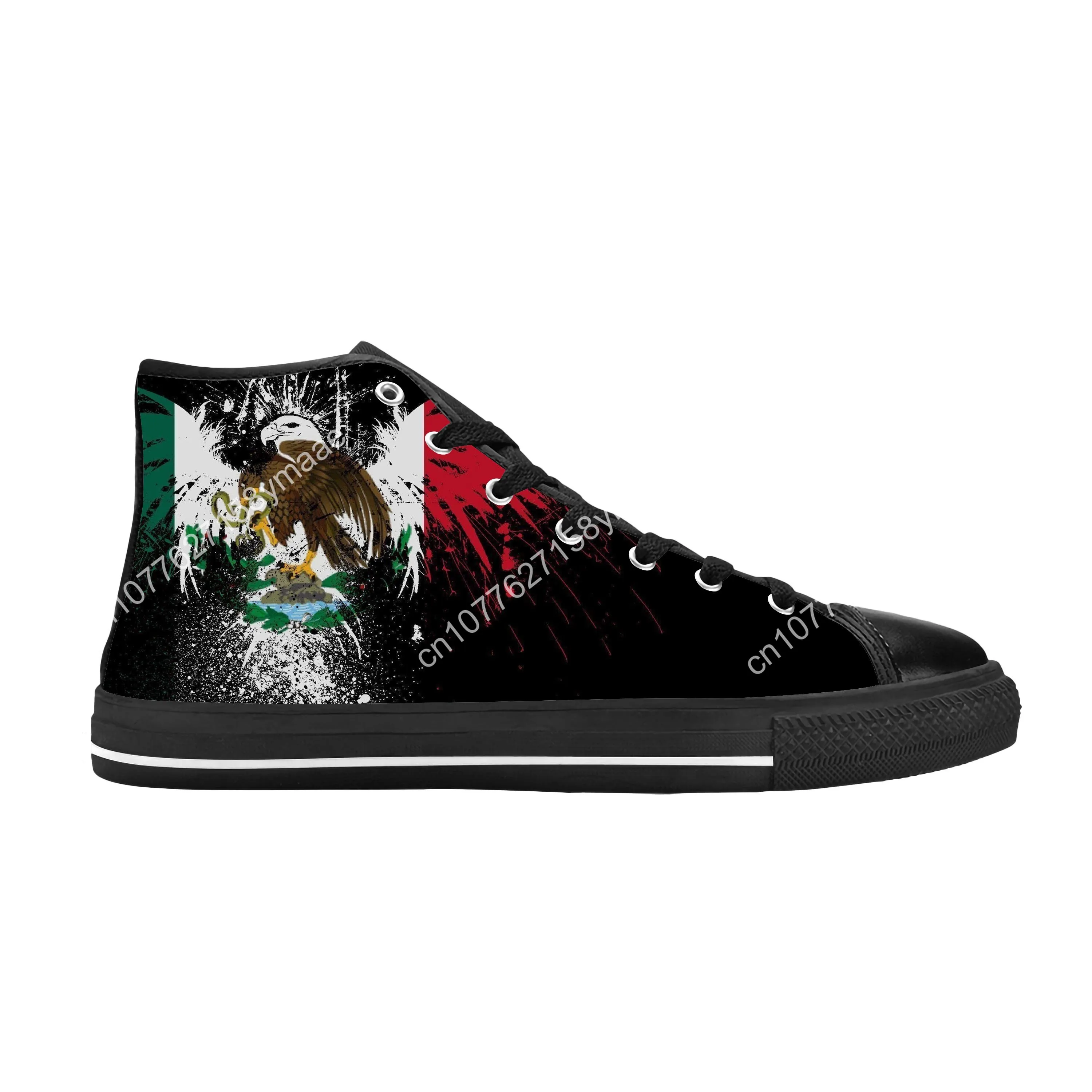 Mexico Mexican Flag Patriotic Pride Fashion Funny Casual Cloth Shoes High Top Comfortable Breathable 3D Print Men Women Sneakers